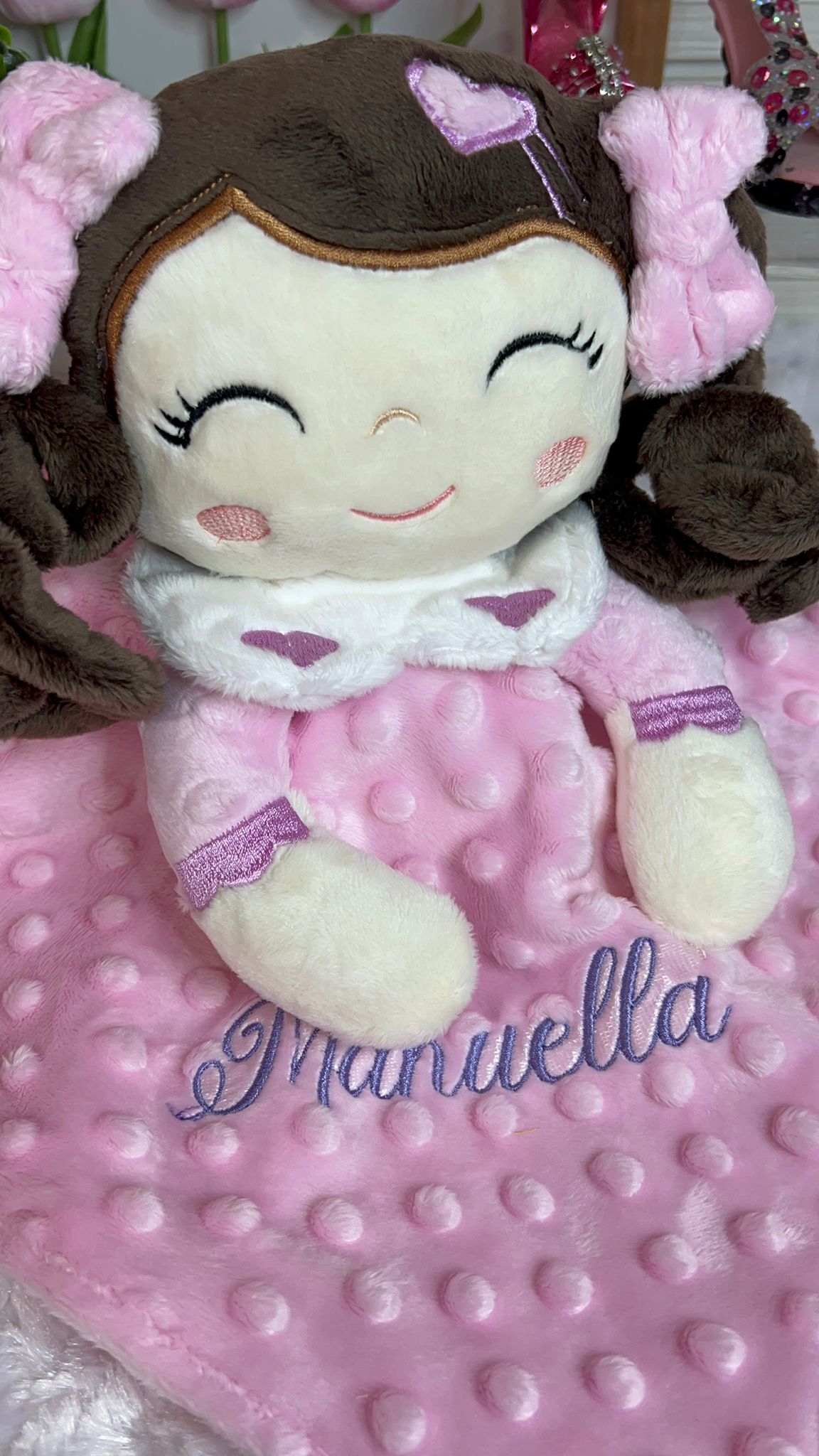 Plush Security Blanket with Doll MImi